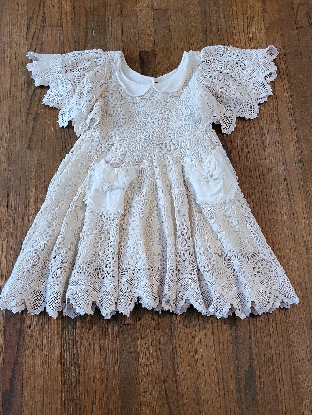Dollcake Ivory Crochet Lace Dress with Peter Pan Collar